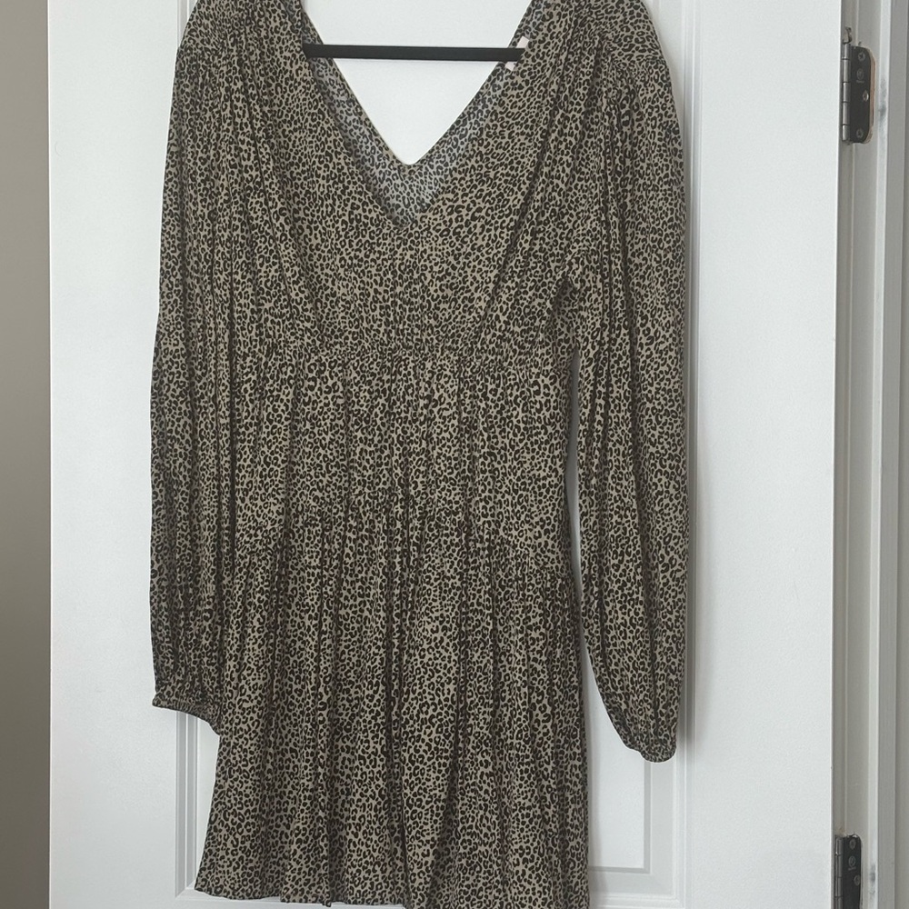 Leopard Print V-Neck Dress